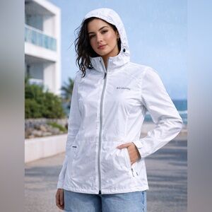 Columbia womens Switchback III Jacket size XS White Lightweight Rain Windbreaker